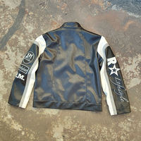 Blouson de course en cuir design personnalisé blouson de moto en cuir classique rétro avec logo et écusson blouson en cuir pour hommes