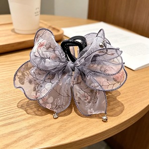 Summer mesh tassel hair <b>clip</b>, women's <b>bow</b> hair <b>clip</b>, elegant half-up hair <b>clip</b>, back of head updo shark <b>clip</b> head accessory - Product Image 3