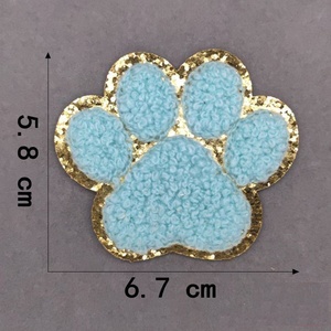 Hot bán thời trang DIY may/Túi phụ kiện 3D thêu Chenille các bản vá lỗi vàng long lanh Dog <span class=keywords><strong>Paw</strong></span> in vá với sắt trên ủng hộ - Product Image 5