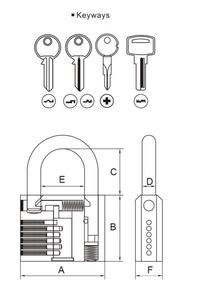 सोना/क्रोम/निकल प्लेटेड आर्क प्रकार लोहे के मध्य-भारी शुल्क पैडलॉक उच्च सुरक्षित एंटी-चोरी - Product Image 2