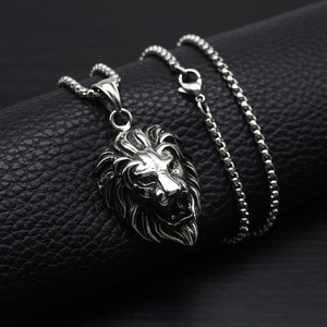 Ingrosso collana con ciondolo in metallo da uomo con ciondolo in metallo e Rock per gioielli con testa animale collana pendente - Product Image 3