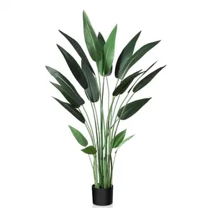 Pianta artificiale di plastica verde all'ingrosso dell'uccello del paradiso In vaso artificiale grande albero Fake Canna Lily Trees per Indoor Outdoor