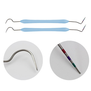 Sonde dentaire à double extrémité avec pointe en acier inoxydable graduée, manche en ABS, couleur bleue, pour examen dentaire - Product Image 2