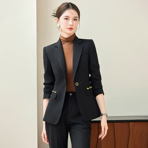 Women's Suit Set Grey Polyester Wool Blend Slim Fit Office Lady Anti-Wrinkle Spring Autumn Style - Product Image 2