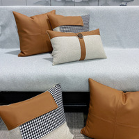 Housse de coussin moderne de luxe nordique pour la décoration de la maison, housse de coussin orange chocolat, housse de coussin en similicuir, coussin décoratif