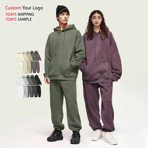 Custom Embroidery Printed Solid Eco-Friendly Windproof Heavyweight 350gsm Cotton <b>Fleece</b> Oversized Unisex Men's Hoodie - Product Image 2