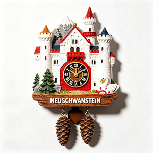 Imán de nevera personalizado con reloj del Castillo de <span class=keywords><strong>Neuschwanstein</strong></span> en 3D, recuerdo de resina con péndulo, recuerdo turístico de resina 3D con marca personalizada - Product Image 2