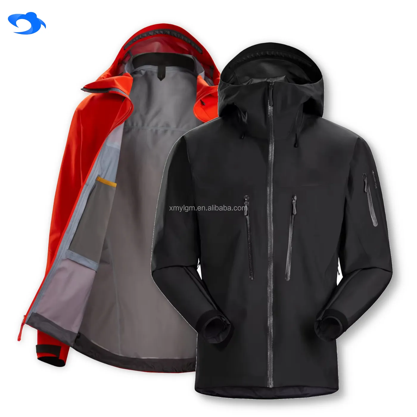 Custom Mens Outdoor Waterproof Jacket Hooded Packable Lightweight Windbreaker Softshell Rain Jackets for Hiking