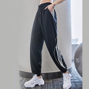 Quần Nỉ Mỏng Dáng Rộng Nhanh Khô Quần Legging Nữ Quần Yoga Thường Ngày Cạp Cao Ba Thanh Màu Chính Tả Chạy Bộ Thể Dục - Product Image 6