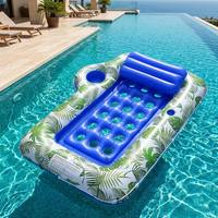 Lit flottant transfrontalier en forme de feuille d'érable, radeau gonflable aquatique, chaise longue flottante carrée, style maille, en PVC, pour la plage, lit d'eau de Chine