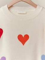 Trui met opdruk van een hartpatroon voor Valentijnsdag, winter, dames, casual, wijde schouders, 100% polyester, ademend