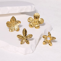 Bague papillon fleur plaquée or 18 carats, en acier inoxydable anti-ternissement, géométrique surdimensionnée, ouverte, bijoux de créateur de niche