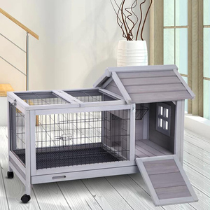 Cage à lapins en bois <span class=keywords><strong>pour</strong></span> intérieur et extérieur avec enclos, grande cage à lapins à 2 niveaux avec rampe, enclos multi-niveaux imperméable <span class=keywords><strong>pour</strong></span> lapins - Product Image 4