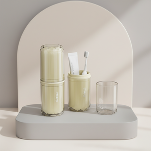 Suministros de baño y baño prácticos portátiles Taza de cepillo de dientes de viaje con estuche de almacenamiento y juego de tazas de enjuague bucal <span class=keywords><strong>para</strong></span> uso doméstico - Product Image 1