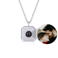 Bijoux fins Rectangle forme personnalisé Photo Projection collier cuivre femmes Photo collier