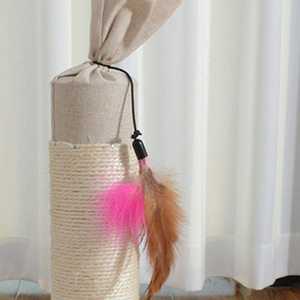 Arbre à gratter pour chat moderne et simple, couleur crème, avec griffoir premium en sisal et boule suspendue pour chatons - Product Image 4