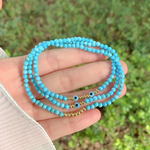 Bracelet en perles turquoise au design unique Tk-L033, bracelet œil bleu, bracelet en perles plaqué or, bijoux féminins, mode douce - Product Image 3