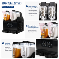 Machine à slush professionnelle à double réservoir 3L*2, contrôle numérique, 2 modes, pour bar, café, restaurant