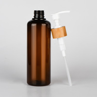 Emballage cosmétique personnalisé 60ml 120ml 250ml 500ml Bouteille de shampooing en plastique PET ambré en bambou Pot de crème pour le corps et les soins de la peau