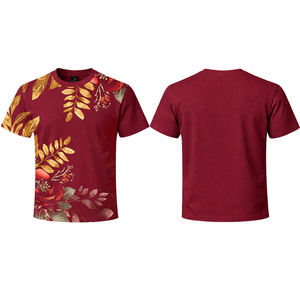 Camiseta de Algodón Estampada para Uso Diario, 250 GSM, Cómoda y Duradera, Unisex, Color Rojo Vino, para Ropa Urbana, Pedidos al por Mayor Bienvenidos - Product Image 1