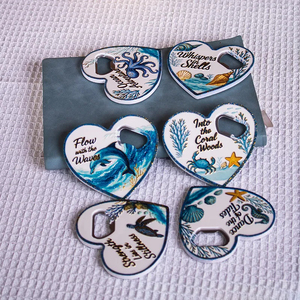 Décapsuleur Thème Océan en Gros, Aimant <span class=keywords><strong>de</strong></span> Réfrigérateur en Forme <span class=keywords><strong>de</strong></span> Cœur avec Photo Personnalisée, Décapsuleur Magnétique pour Cadeaux <span class=keywords><strong>de</strong></span> Mariage - Product Image 1