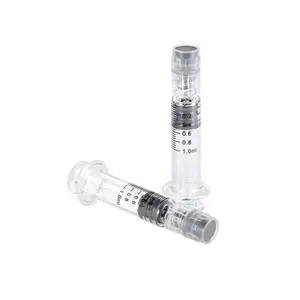 concentrated syringe 1ml 3ml 5ml luer lock metal plastic plunger borosilicate glass syringe for filling oil custom logo