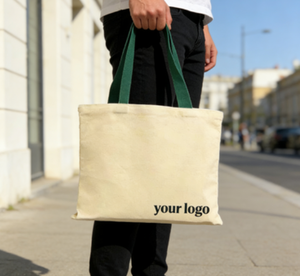 กระเป๋าผ้าฝ้ายแบบกำหนดเองเป็นมิตรกับสิ่งแวดล้อม ทนทานด้วยการเย็บเสริมแรง ซักทำความสะอาดได้ เหมาะสำหรับใส่ของชำและไปเที่ยวชายหาด - Product Image 4