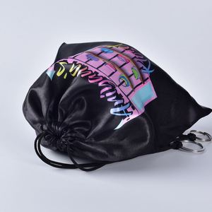 Sac cadeau personnalisé avec logo, cordon de serrage, en soie satinée de luxe, pour extensions de cheveux et perruques - Product Image 1