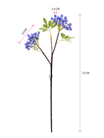 Hoogwaardig kunstmatig bevroren blauwe bessen fruitboeket met 2 takken voor festival, huisdecoratie en bloemstukken.