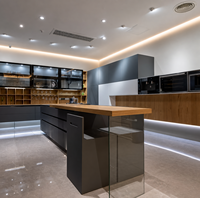 Ensemble de meubles de cuisine en contreplaqué moderne et écologique, personnalisable, avec évier, robinet et paniers de rangement pour la maison et les VR