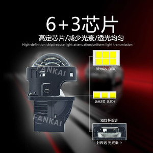 ไฟหน้า LED ฟังก์ไก 3 นิ้ว 65W เลนส์แบบลำแสงคู่ 12V ใช้ได้กับรถยนต์ทั่วไป สำหรับการดัดแปลงอัพเกรด - Product Image 4