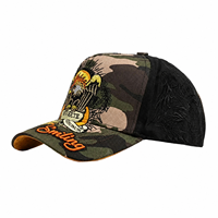 OEM/ODM Novedades Gorras El Barbas Originales con Visera Curva, 5 Paneles, Estilo A-Frame, Efecto Desgastado y Logotipo Bordado