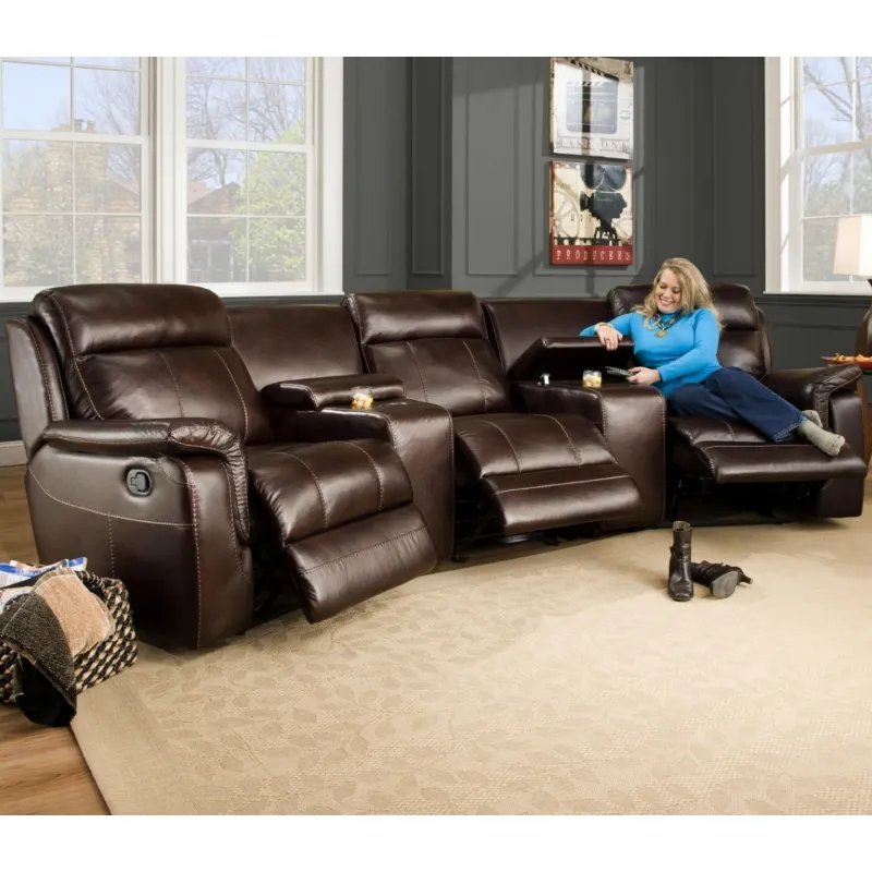 Custom America cup holders 3 seater genuine power leather recliner sofa with storage console