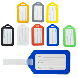 Étiquette de bagage personnalisable en PU avec motif uni, couleur et logo sur mesure, étiquette vierge fabriquée en usine, étiquette nominative pour valise de voyage - Product Image 1