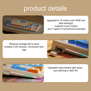 Eweadn V98 RGB backlit เงียบสำนักงานเกมตัวเลขแป้นคีย์บอร์ดไร้สายเมมเบรนสำหรับ5.0บลูทูธ & USB แบบมีสายใหม่ - Product Image 4