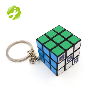 Promotion custom logo printing Mini 3*3*3cm plastic Magic cube keychain