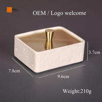 Boîte personnalisée en coton travertin en polyrésine de luxe avec couvercle en acier inoxydable Organisateur de rangement pour la maison et la salle de bain des équipements de l'hôtel