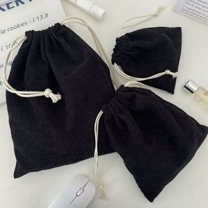 Sac de rangement pour bijoux en velours côtelé, couleur unie, écologique, durable, pliable, avec fermeture à cordon, portable, grande capacité, cadeau - Product Image 3