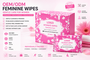 Lingettes intimes <span class=keywords><strong>pour</strong></span> femmes en marque privée, lingettes vaginales organiques, papier toilette humide, emballées individuellement, OEM ODM - Product Image 2