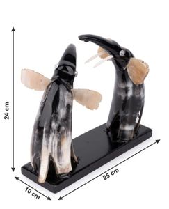 Cuerno de búfalo natural, par de elefantes, pieza decorativa, 10 pulgadas, decoración del hogar, decoración de granja, perfecta para regalar - Product Image 4