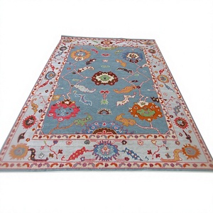 Alfombra Persa Floral Anudada a Mano, Rectangular, de Lana, Pelo Medio, para Sala de Estar, Decoración del Hogar, con Base Antideslizante de Goma - Product Image 1