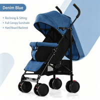 JXB Parapluie compact léger de bonne qualité pour poussette, utilisable en position assise et allongée, toutes saisons