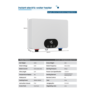 Calentador de Agua Mini para Baño, Apto para Fregadero, Montaje en Pared, Anti-Quemaduras en Seco, Impermeable IPX4 - Product Image 2