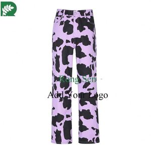 Pantalones vaqueros largos Vintage para <span class=keywords><strong>mujer</strong></span>, ropa de calle holgada de <span class=keywords><strong>vaquero</strong></span> para <span class=keywords><strong>mujer</strong></span>, pantalones de pierna ancha holgados de cintura alta con bolsillo y estampado de vaca - Product Image 3