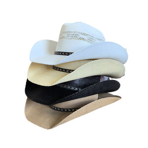 ウィービングハードシェルキャトルマンロングホーンカウボーイハットカウガールカントリーマン紙ストローメキシコワイドブリムシャポーバンゴラソンブレロス帽子 - Product Image 1