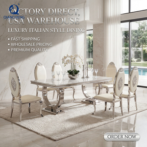 Muebles Modernos de Lujo para el Hogar, Juegos de Mesa de Comedor, Mesa de Comedor de Acero Inoxidable y Mármol - Product Image 2