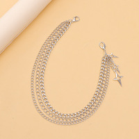 Chaîne de chaussure avec pendentif croix et étoile en alliage plaqué, accessoire de style punk pour bottes Martin pour femme, blanc K, collection automne 2024
