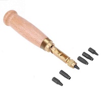 Ensemble d'outils en cuir pour travaux manuels, poinçon, vis, perceuse à livre amovible, automatique, avec 6 tailles de pointes de 1,5 à 4 mm
