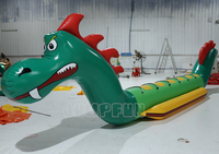 Bateau dragon vert pour 6 personnes, bateau banane dragon gonflable à voie unique pour enfants et adultes