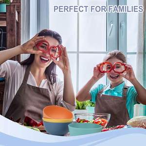 Logo personnalisé, paille de blé naturelle pour enfants, ensemble de 8 bols ronds réutilisables pour céréales, soupe et salade - Product Image 4